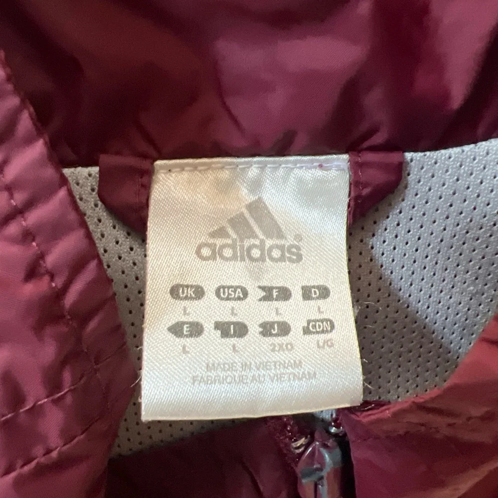 Vintage Adidas Windbreaker Jacket Men’s Large Maroon 3 Stripe Full Zip AWV004